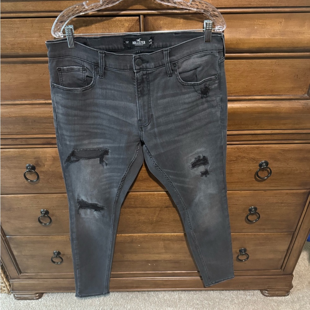 Hollister Black Skinny Jeans with Distressed Details